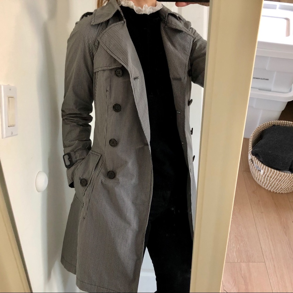 NWOT Banana Republic Gingham Trench Rain Coat PXS